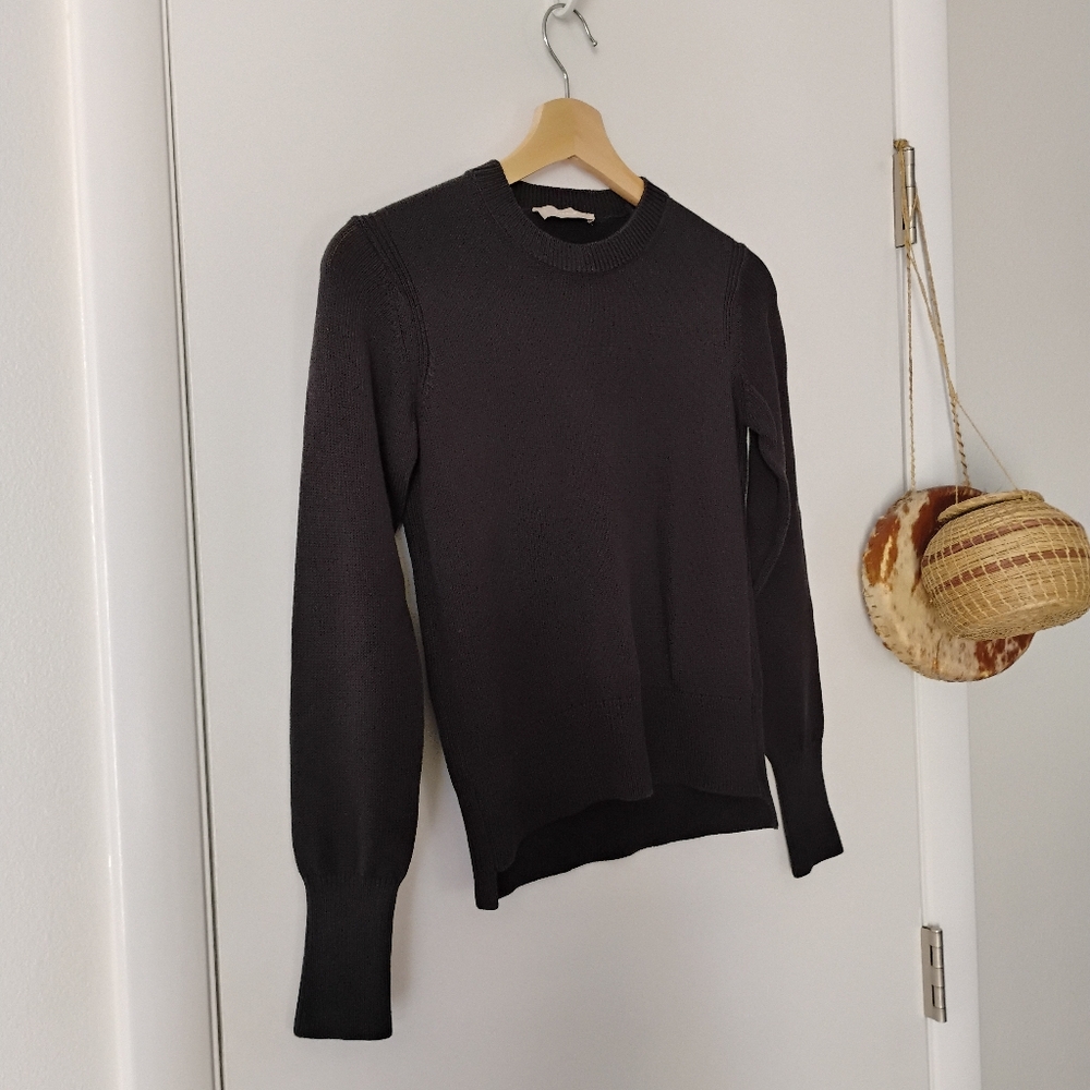 Everlane The Soft Cotton Crew Sweater- Washed Black, XXS